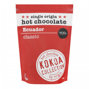 Kokoa Collection 1 kilo brown bag of award winning hot chocolate from Ecuador, 70% Cocoa, Classic Hot Chocolate