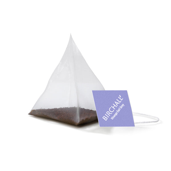 A single plant based prism tea bags of Birchall Virunga Earl Grey