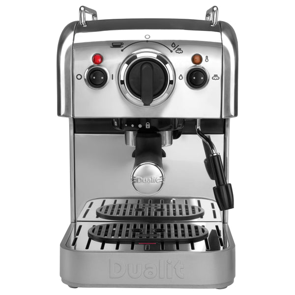 Dualit 3 in 1 Polished Multi Brew Coffee Machine Front View. 