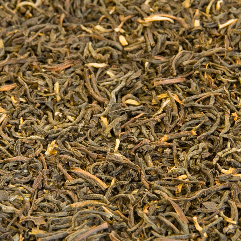 A close up image of English Breakfast No.1 loose leaf tea leaves.