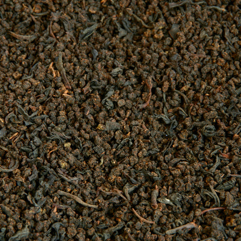 A close up image of English Breakfast No.2 loose leaf tea leaves.