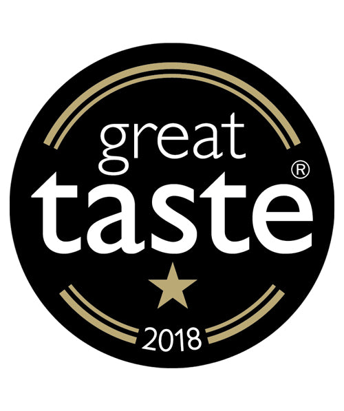 Great Taste 2018 one star black and gold circle logo