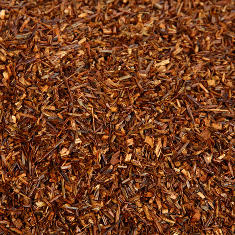 A close up image of Rooibos loose leaf tea leaves.